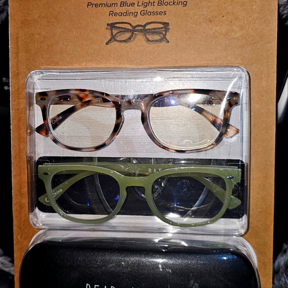 Rae Dunn 0.00 Green/Tort BLUE LIGHT BLOCKING EYE GLASSES SET